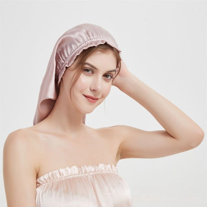 Elastic silk hair sleep cap for long hair