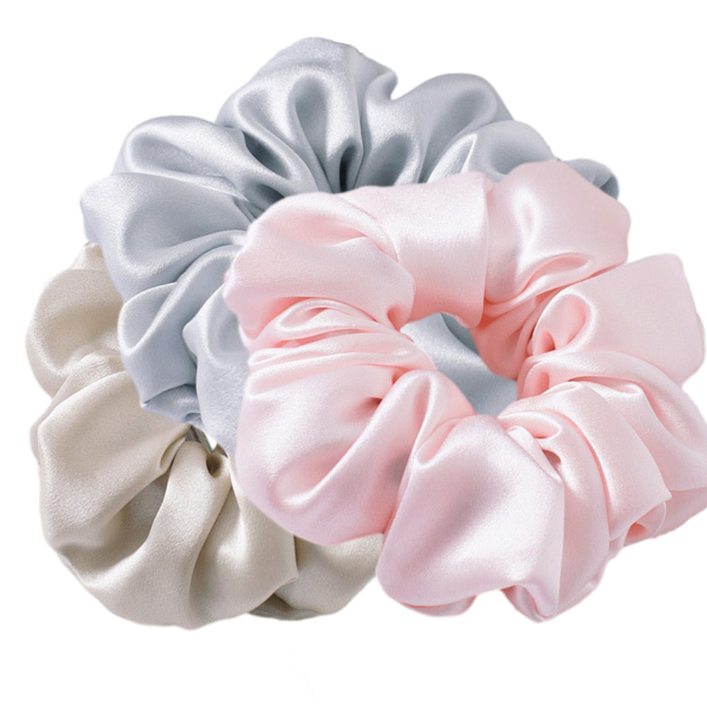 silkehårscrunchie - 3,5 cm, 3 stk