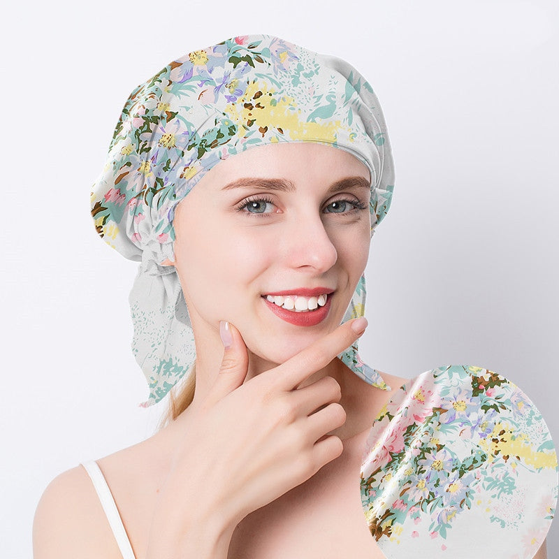 Elastic silk hair cap scarf