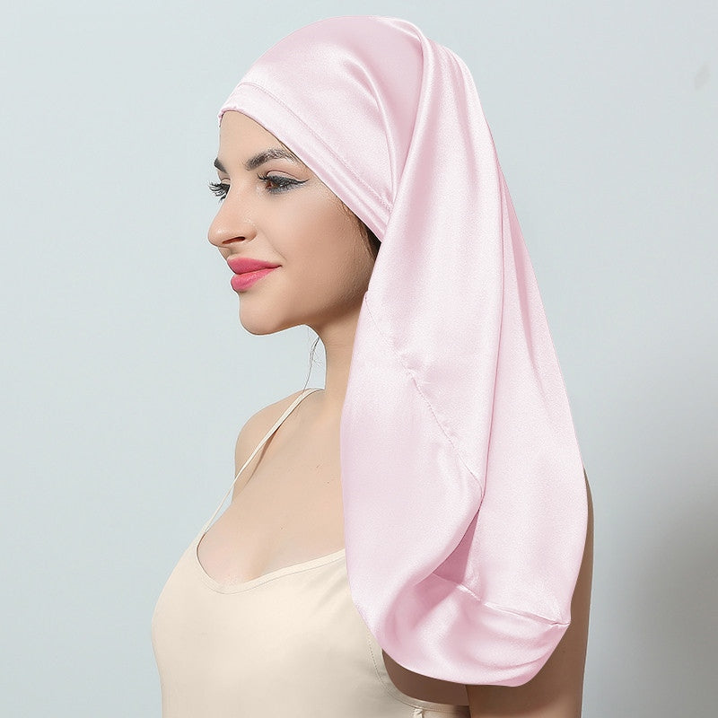 silk sleep cap for long hair adjustable strap