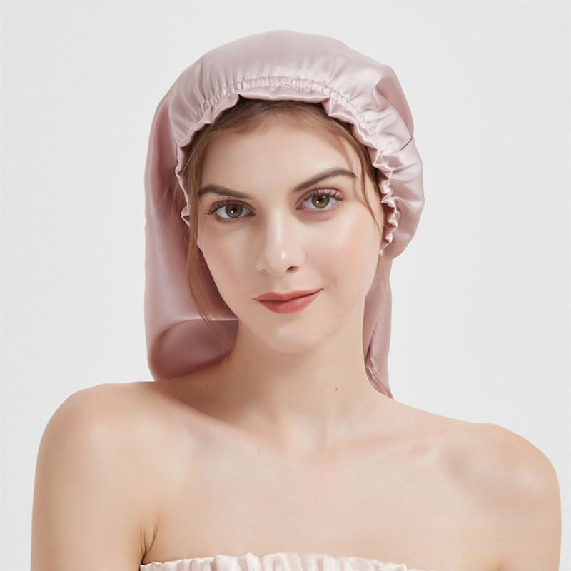 Elastic silk hair sleep cap for long hair