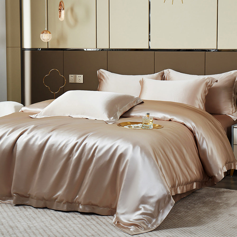 19 momme silk bedding set (1 * duvet cover, 1 * flat sheet, 2* pillowcase )